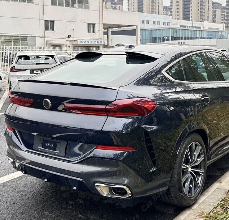 BMW X6 G06 2019-2024 Gloss Black Spoiler Extension Rear Roof Wing Lip Set 2pcs