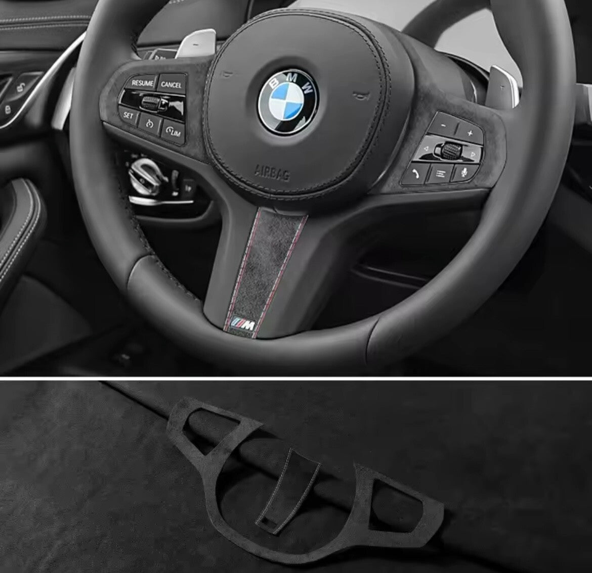 BMW F40 G30 G28 G20 G21 G11 G12 Z4 G32 Alcantara Steering Wheel Trim Pick Colour
