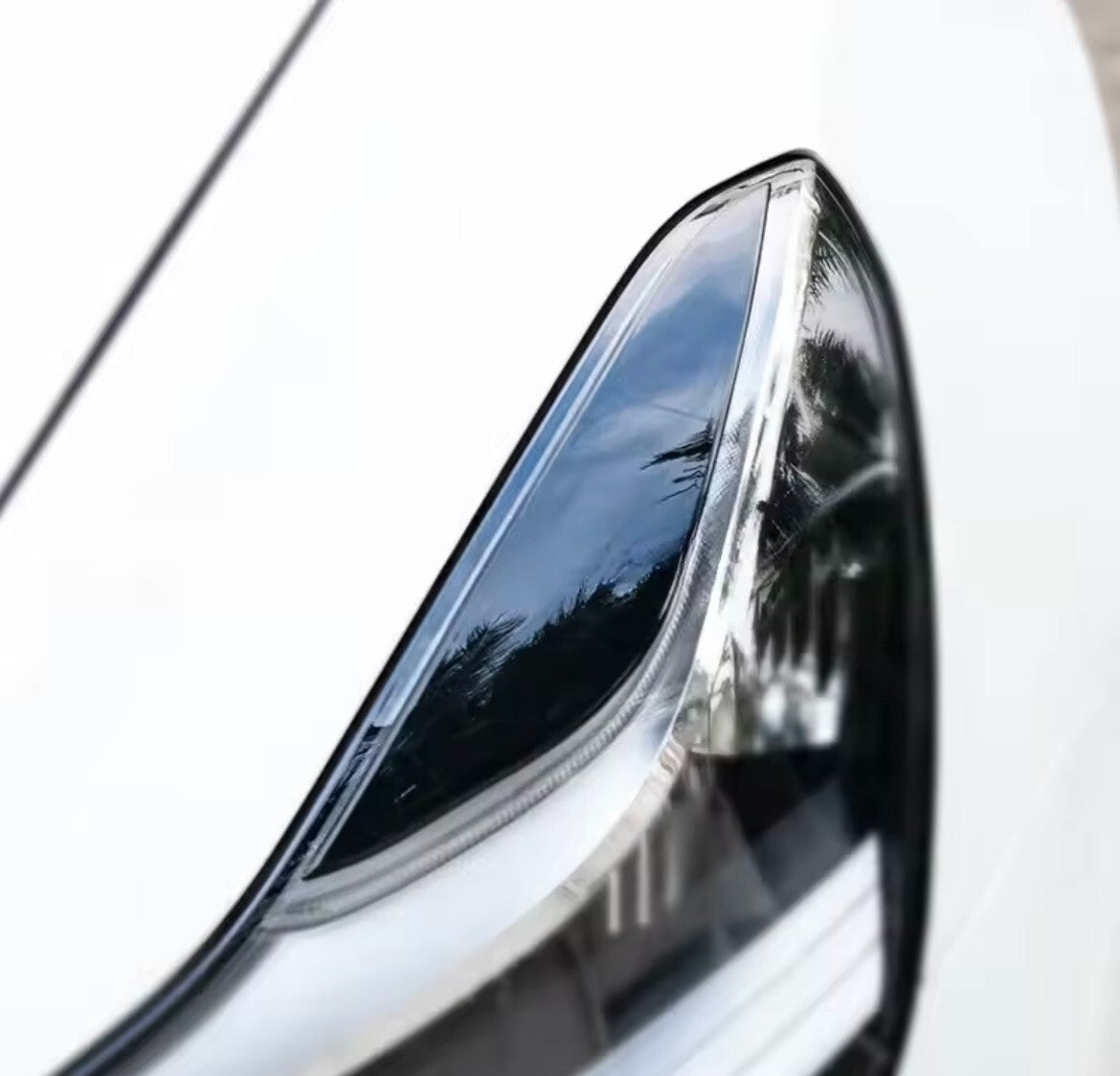 Tesla Model 3 Model Y 2017-2023 Gloss Black Headlight Eyelids Eyebrows 2pcs