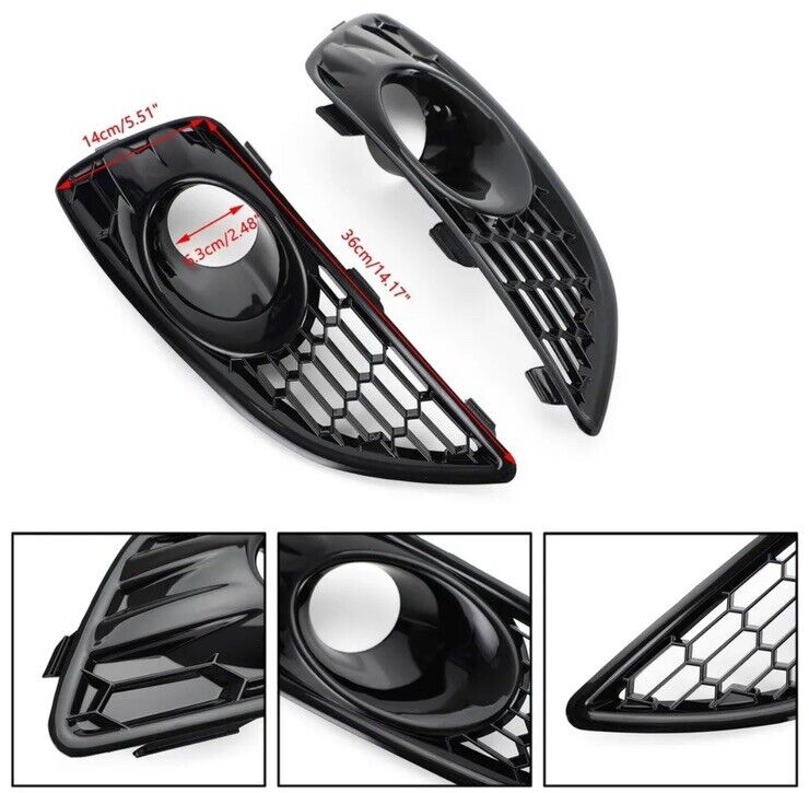 Gloss Black Front Fog Light Surrounds For Ford Fiesta MK7.5 2013-2017 2pcs