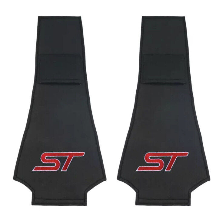 2pcs ST Headrest Covers For Ford Fiesta Focus Mondeo Puma ST Black & Red