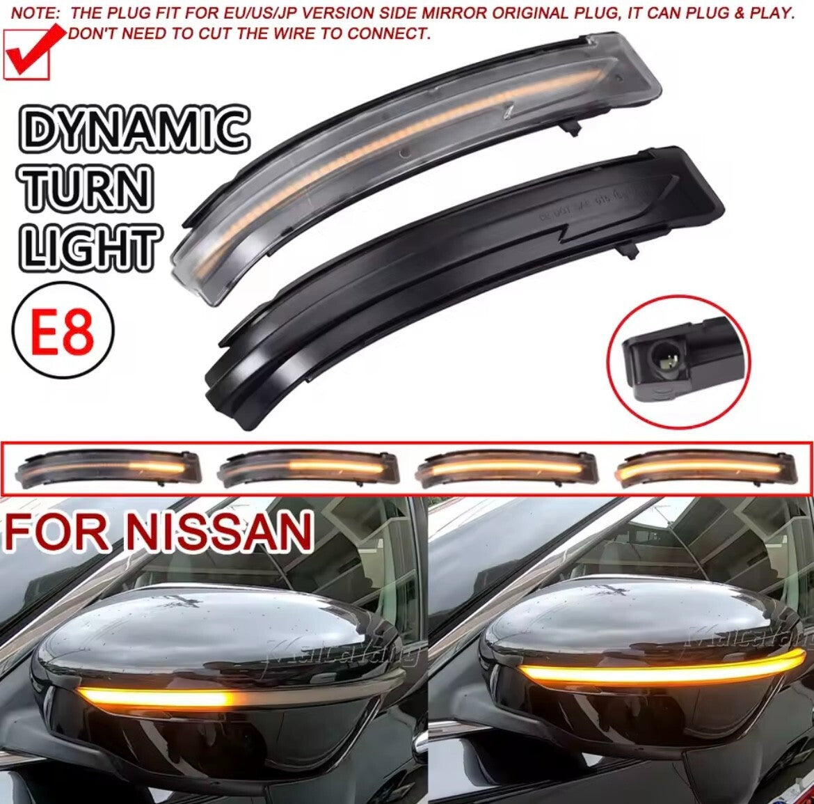 Nissan Juke 2015-2018 F15 Dynamic LED Sequential Mirror Indicators Smoked