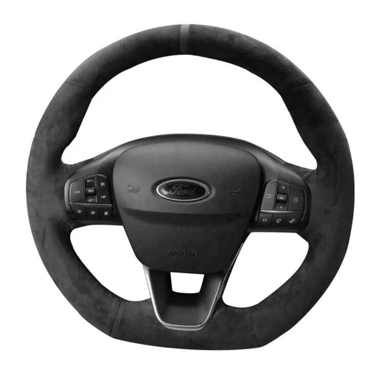 Ford Focus MK4 ST ST Line Suede Steering Wheel Cover Self Stitch Stealth Black