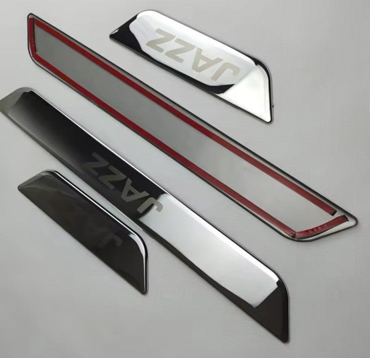 Honda Jazz Stainless Steel Door Sill Protector Strips Scuff Plates Chrome 4pcs