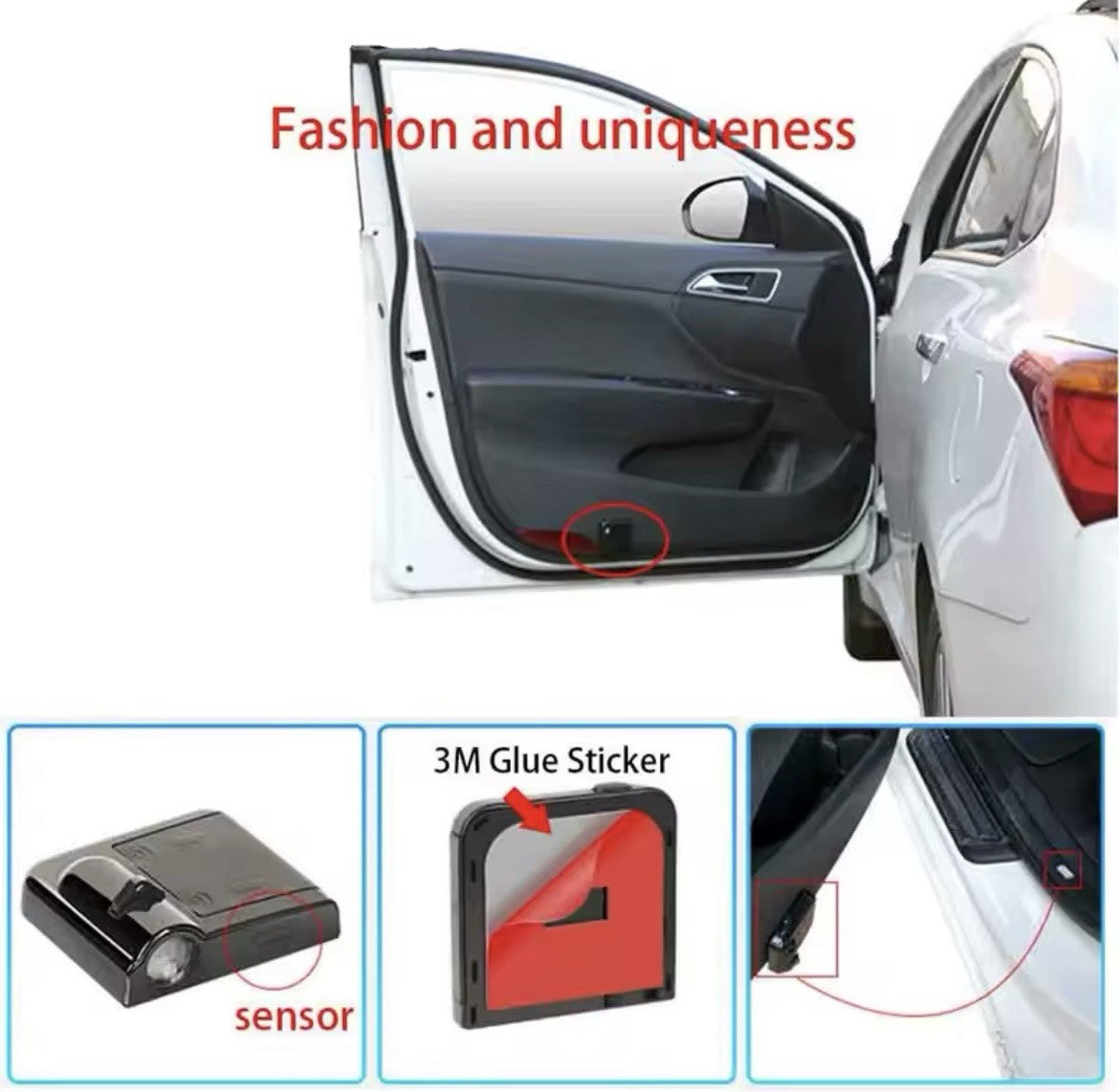2pcs Wireless Fiat 500 LED Laser Projector Welcome Puddle Lights Battery Power