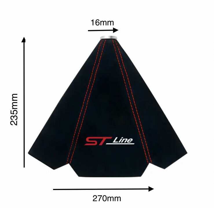 Ford ST Line Black Suede Gear Stick Collar With Red Stitching Fiesta Focus Puma