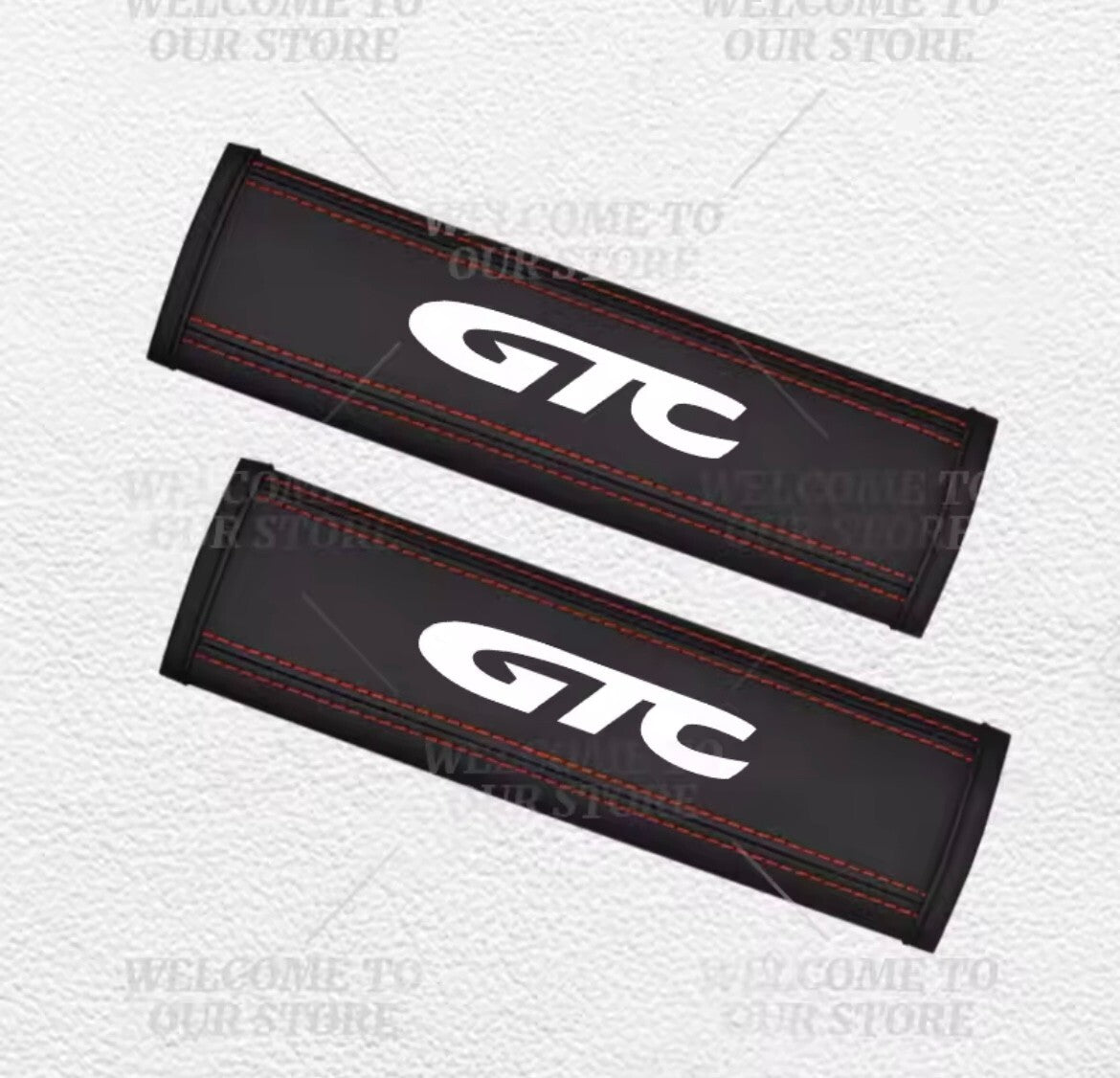 Vauxhall GTC PU Leather Seatbelt Shoulder Cover Pads Black & Red 2pcs Interior