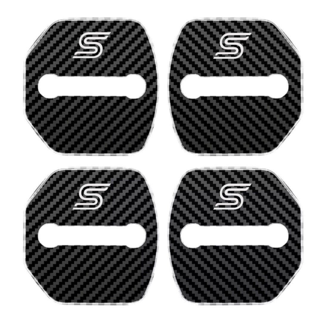Ford Zetec S Carbon Fibre Door Lock Covers For Ford Fiesta Focus Zetec S 4pcs