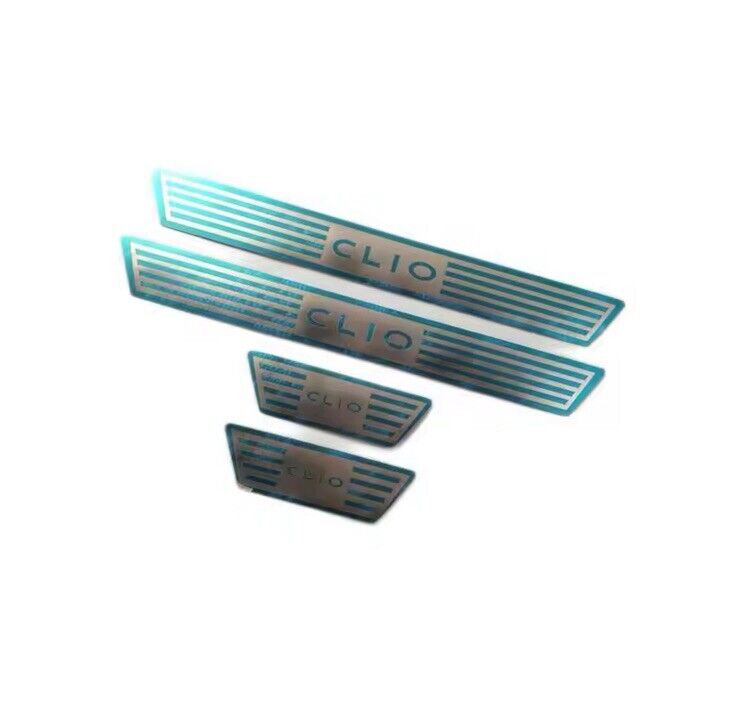 Renault Clio Stainless Steel Door Sill Protector Strips Scuff Plates Chrome 4pcs