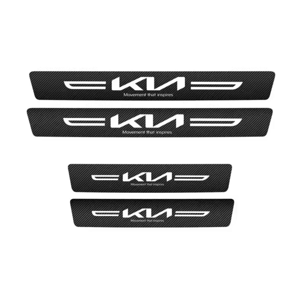 New Kia Carbon Fibre Effect Car Door Sill Protector Strips Vinyl 4pcs