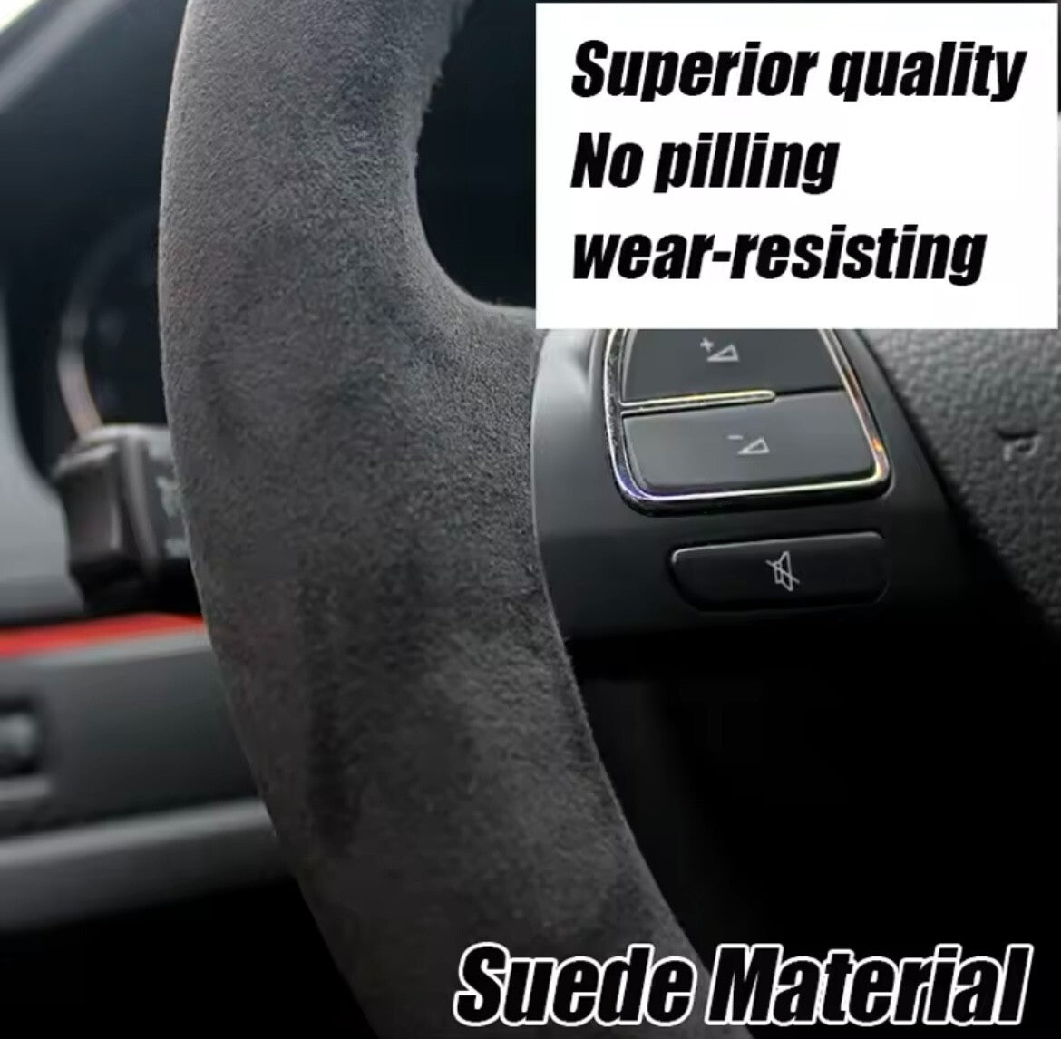 Mini JCW F56 Clubman JCW Suede Steering Wheel Cover Self Stitch Red Thread