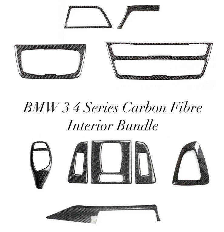 BMW 3 4 Series Real Carbon Fibre Interior Trim Bundle Set Trim Panel Covers RHD