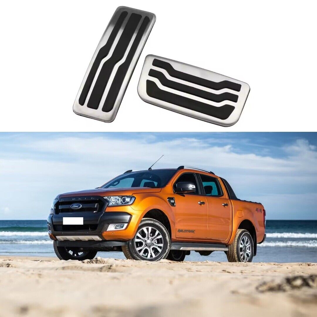 Ford Ranger 2015-2022 Stainless Steel And Rubber Pedal Covers Automatic 2pcs