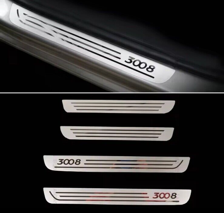 Peugeot 3008 Stainless Steel Door Sill Protector Strips Scuff Plates 4pcs