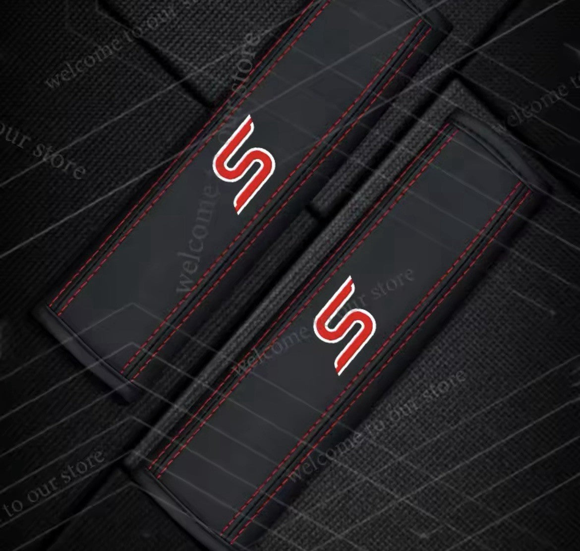 Ford Zetec S Seatbelt Cover Pad For Ford Fiesta Focus Zetec S Black & Red 2pcs