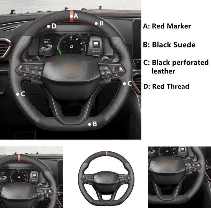 Seat Cupra Leon Ateca Tarraco Suede & Leather Steering Wheel Cover Self Stitch