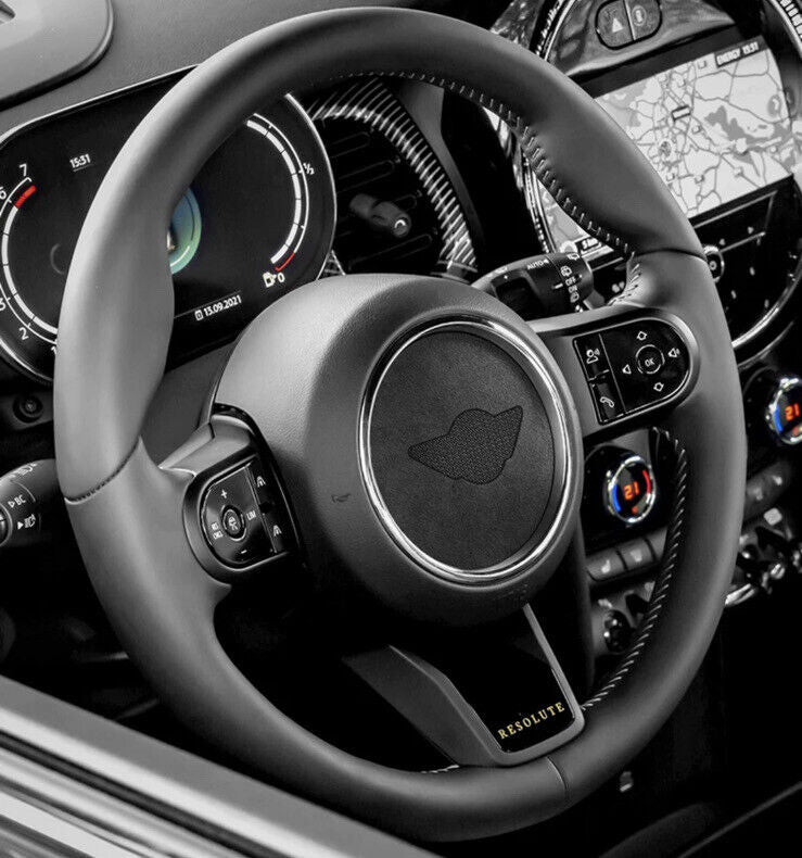 Black Alcantara Central Steering Wheel Trim Cover For Mini F Series 2013-2017