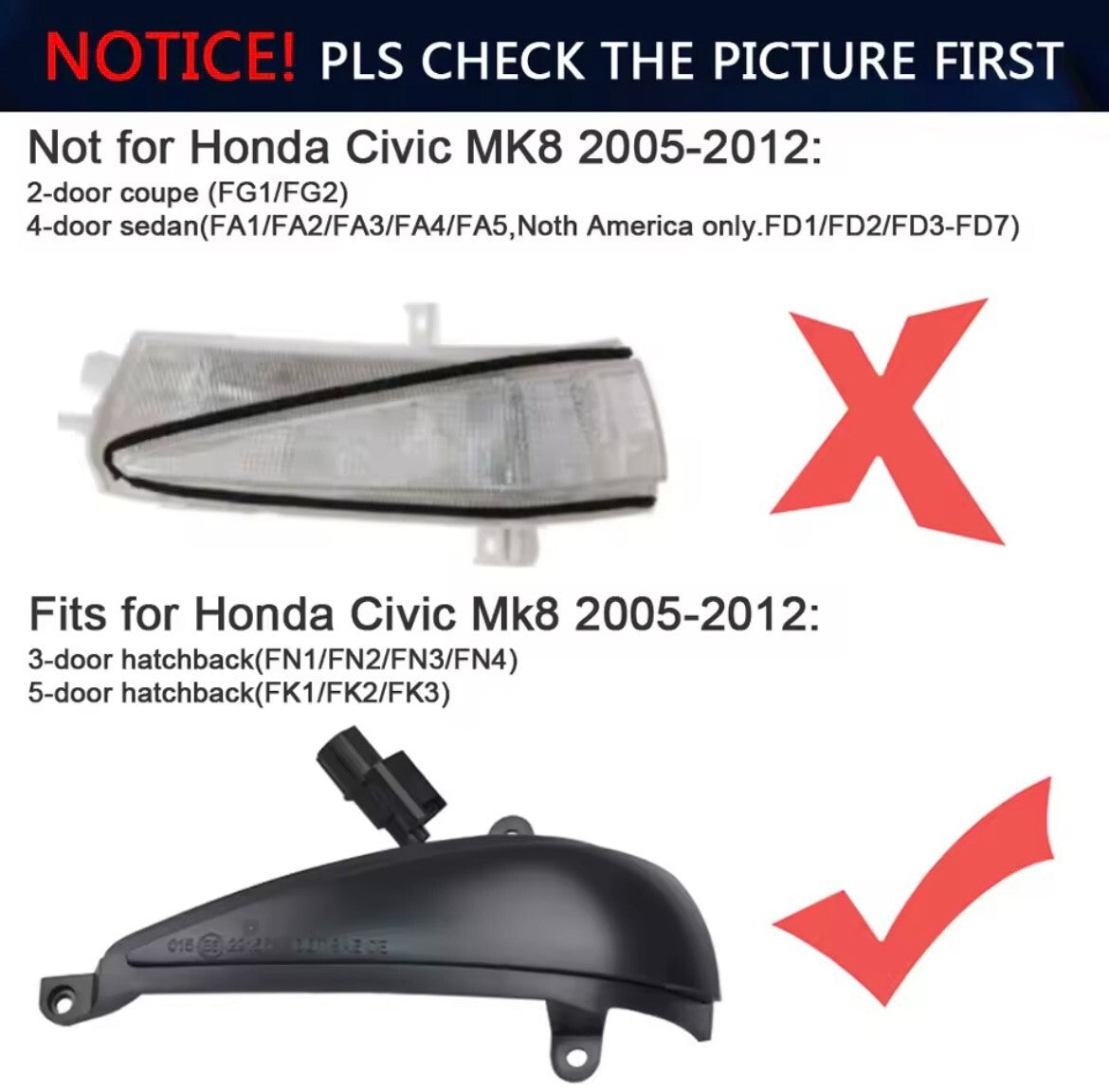 Honda Civic MK8 2005-2012 Dynamic LED Sequential Mirror Indicators Smoked 2pcs