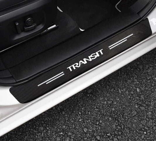 Ford Transit Carbon Fibre Effect Adhesive Door Sill Overlay Strips Transit 4pcs