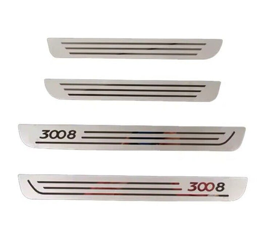 Peugeot 3008 Stainless Steel Door Sill Protector Strips Scuff Plates 4pcs