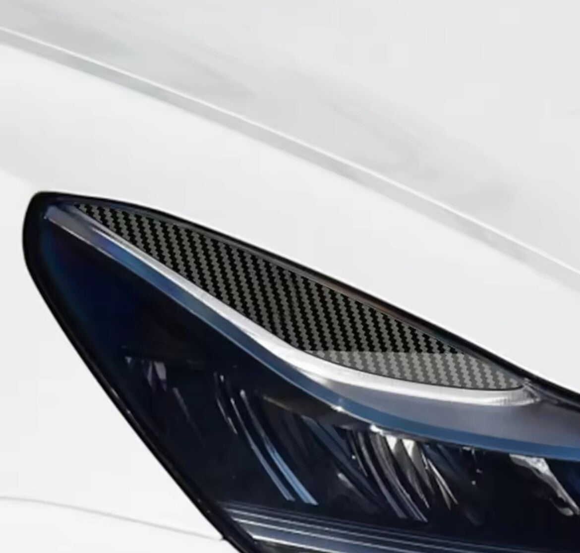 Tesla Model 3 Model Y 2017-2023 Carbon Fibre Headlight Eyelids Eyebrows 2pcs