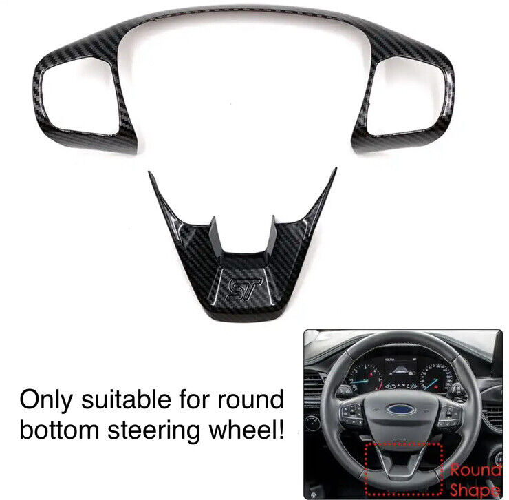 Ford Fiesta MK8 Focus MK4 2018+ Carbon Fibre Effect Steering Wheel Trim Cover