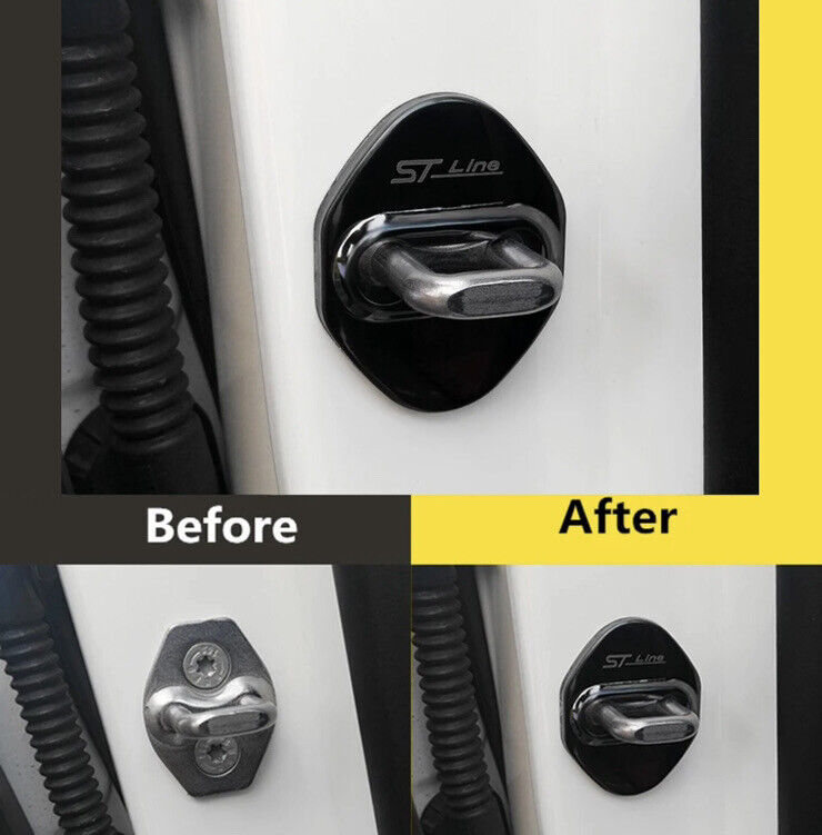 Ford Focus ST Line MK4 Gloss Black Door Lock Protector Covers Aluminium 4pcs