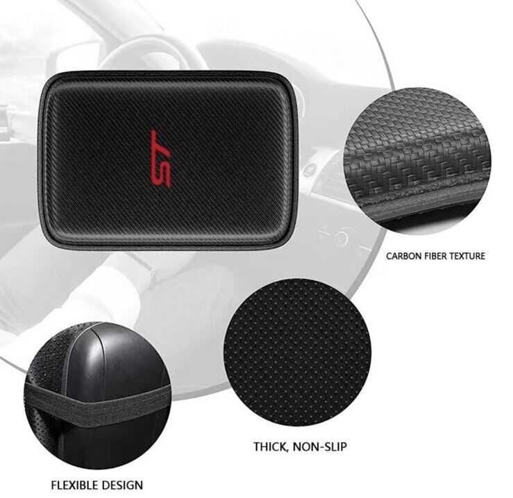 ST Armrest Cover Carbon Fibre Effect PU Leather For Ford Fiesta Focus ST