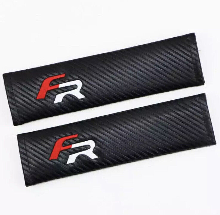 2pcs Seat FR Seatbelt Shoulder Pads Covers PU Leather Carbon Seat Ibiza Leon