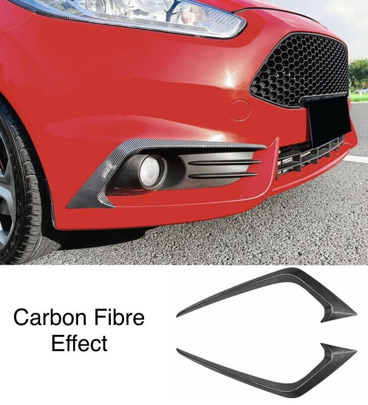 Ford Fiesta ST MK7.5 Carbon Fibre Effect Front Bumper Canards Aero Accents 2pcs