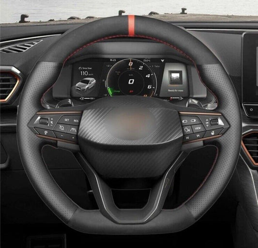Seat Cupra Leon Ateca Tarraco Suede & Leather Steering Wheel Cover Self Stitch