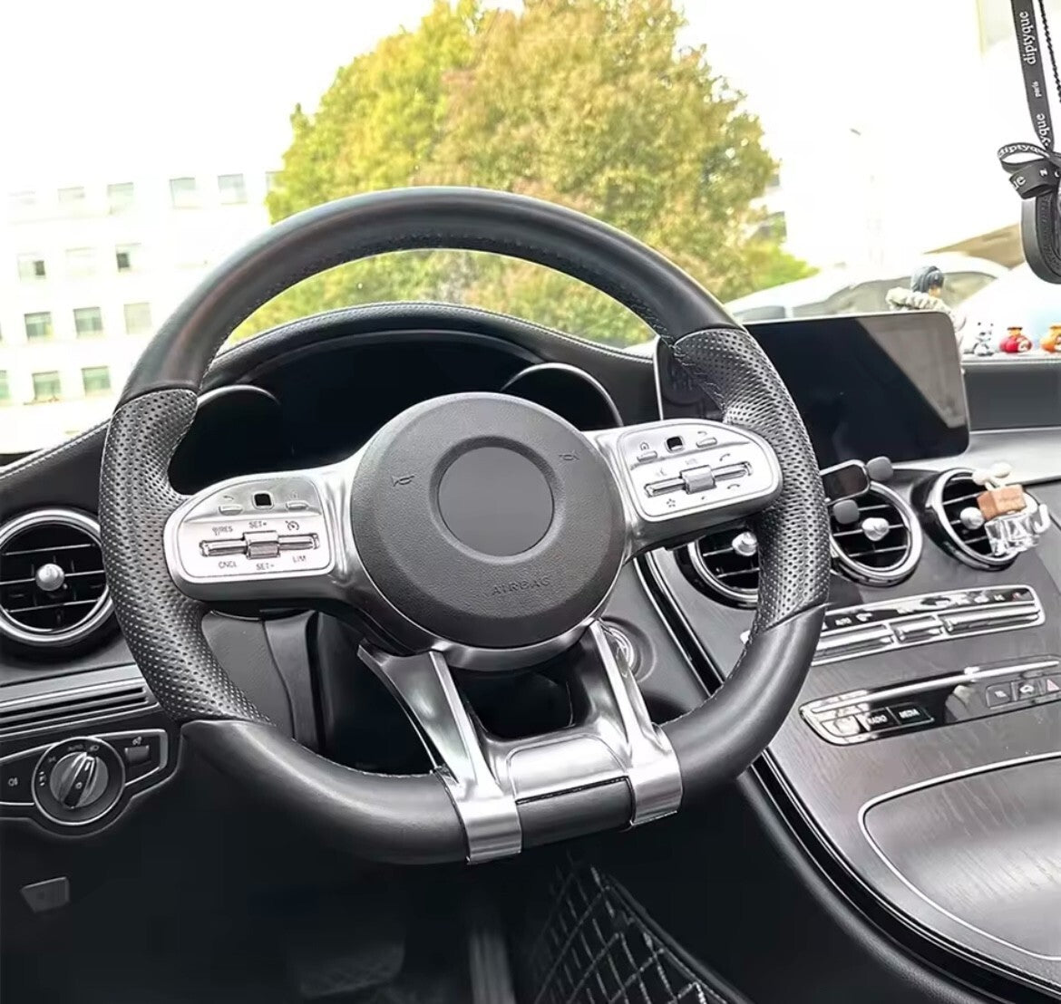 Mercedes A B C E G Class CLA CLS AMG Style Silver Steering Wheel Lower Trim