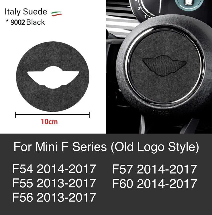 Black Alcantara Central Steering Wheel Trim Cover For Mini F Series 2013-2017