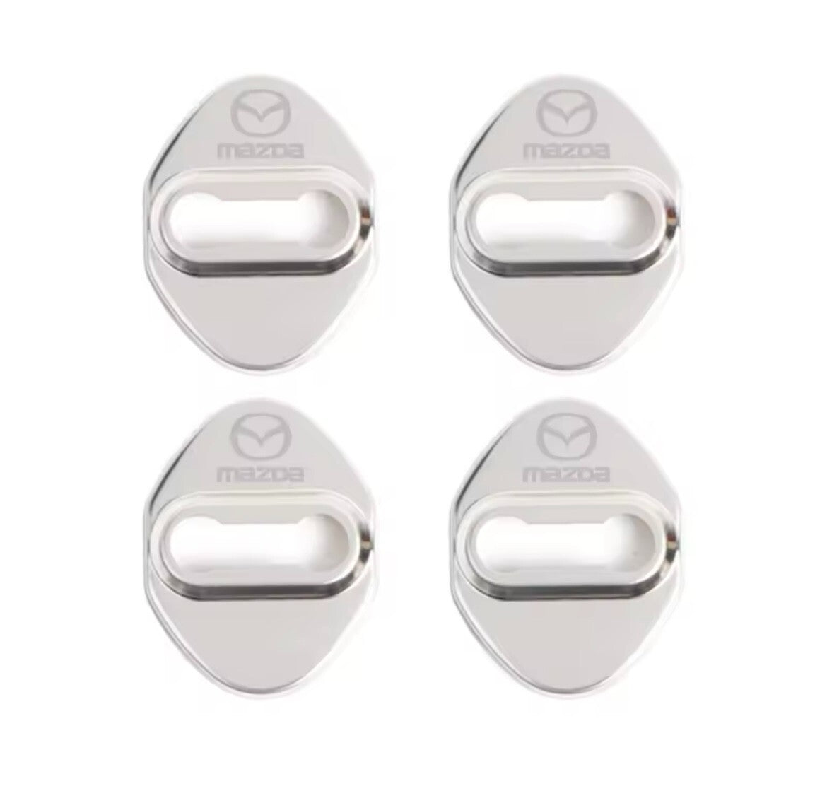Mazda Silver Stainless Steel Door Lock Catch Protector Covers Accessories 4pcs
