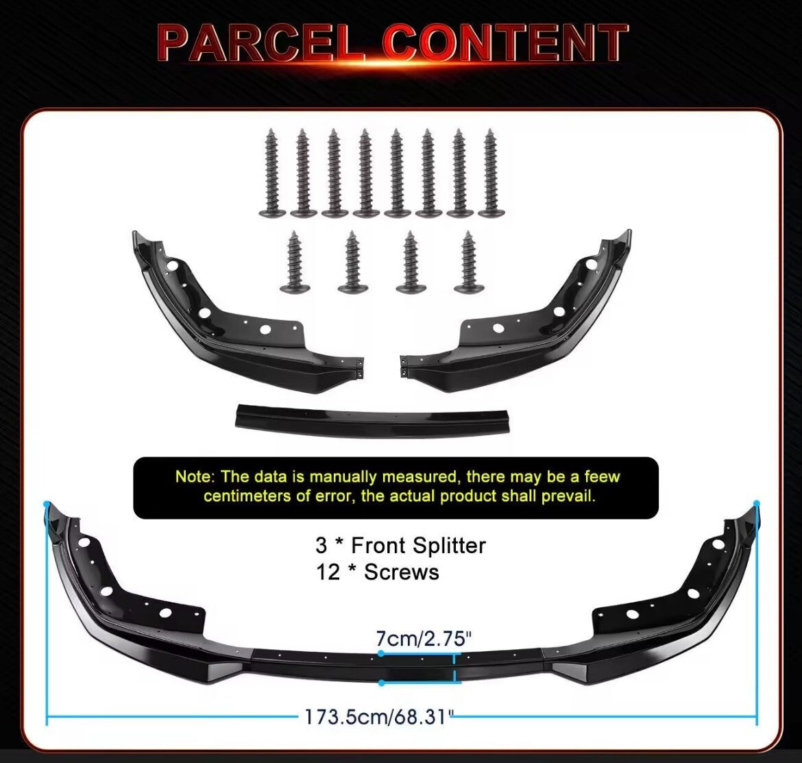 BMW 3 Series G20 G21 G28 2019-2021 M Sport Gloss Black Front Splitter Kit