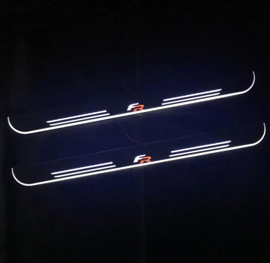 Seat FR Chrome LED Door Sill Protector Strips Scuff Plates Seat Leon Ibiza FR