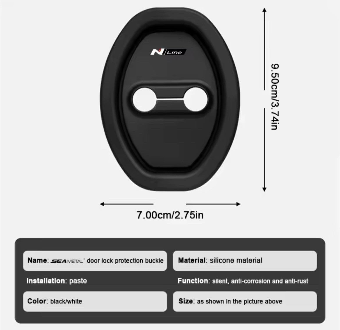 Hyundai N Line Black Silicone Door Lock Protector Covers i10 i20 i30 Tucson 4pcs