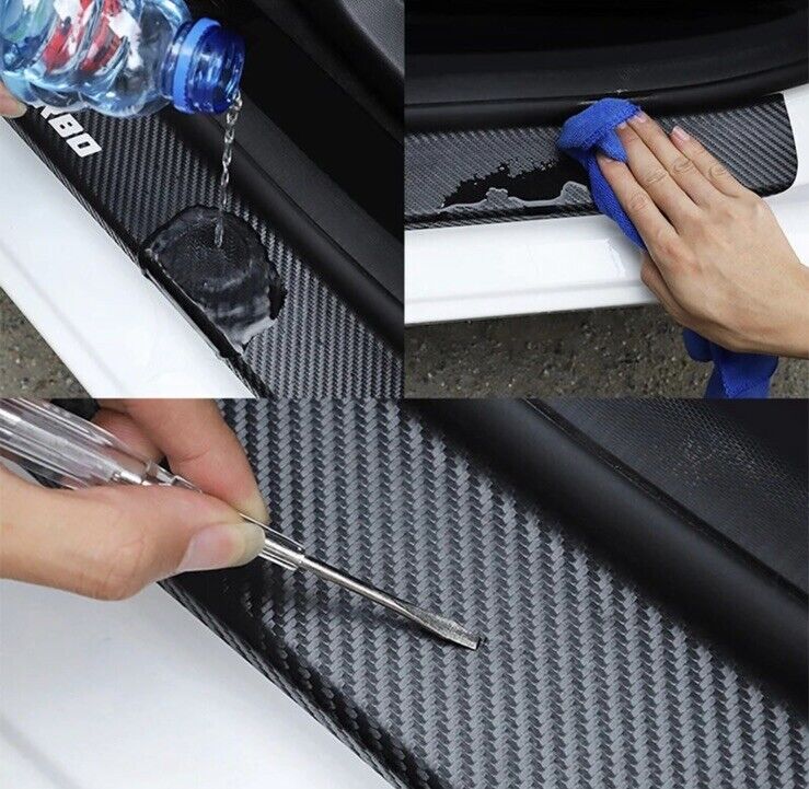 Ford ST Line Carbon Fibre Effect Adhesive Door Sill Overlay Strips Blue White