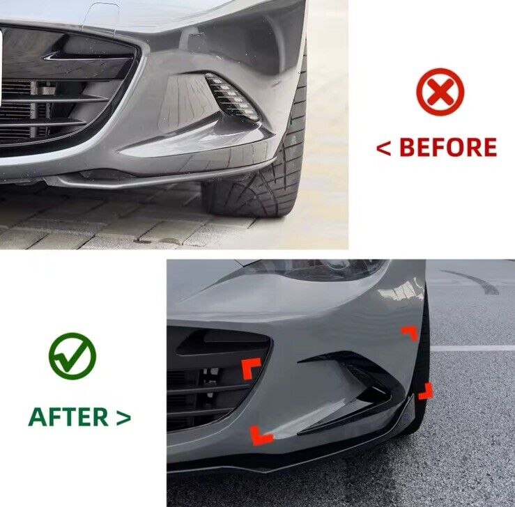 Mazda MX5 Miata ND 2016+ Gloss Black Front Bumper Side Canards Fog Grille Trims