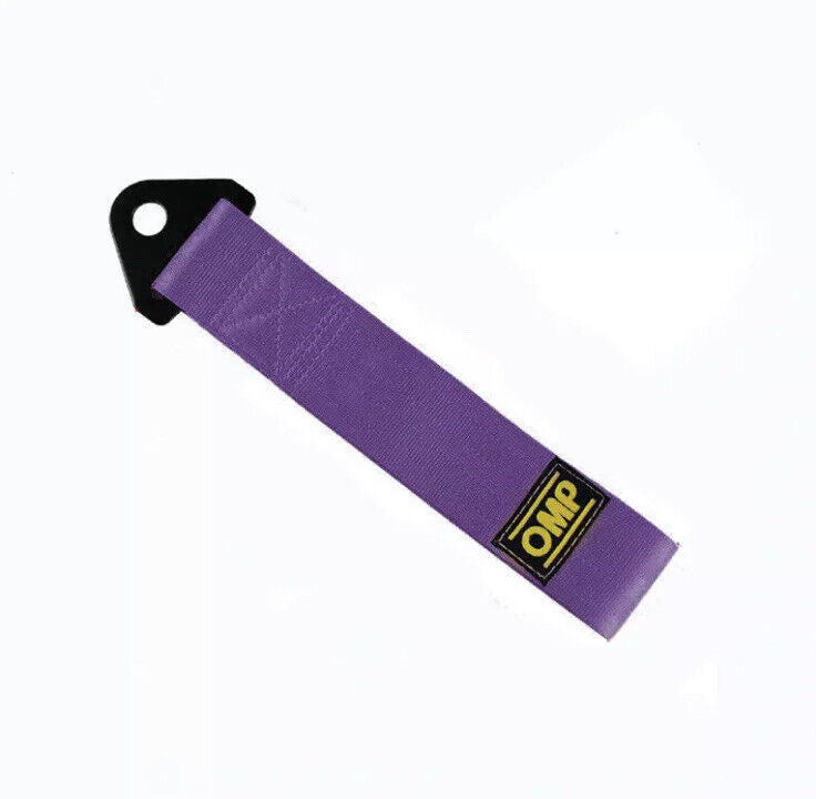 OMP Racing Tow Strap 28cm Purple Nylon With Fixing Bolt JDM Style Tow Rope 2T