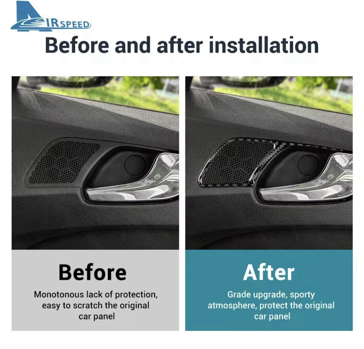 Vauxhall Corsa D 2007-2014 Carbon Fibre Interior Door Handle Trim Surrounds 4pcs