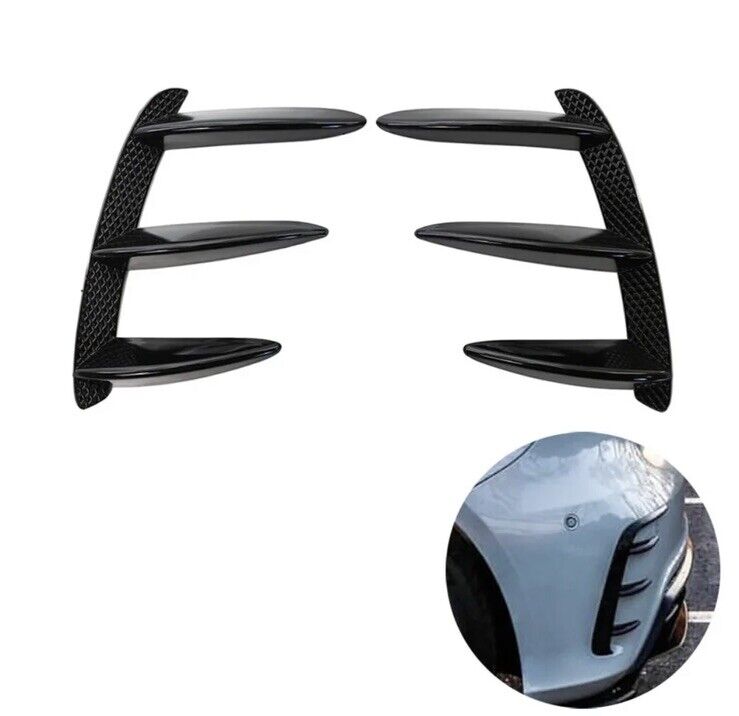 Mercedes A Class 2013-2018 Rear Bumper Grille Vent Canards Fins Gloss Black