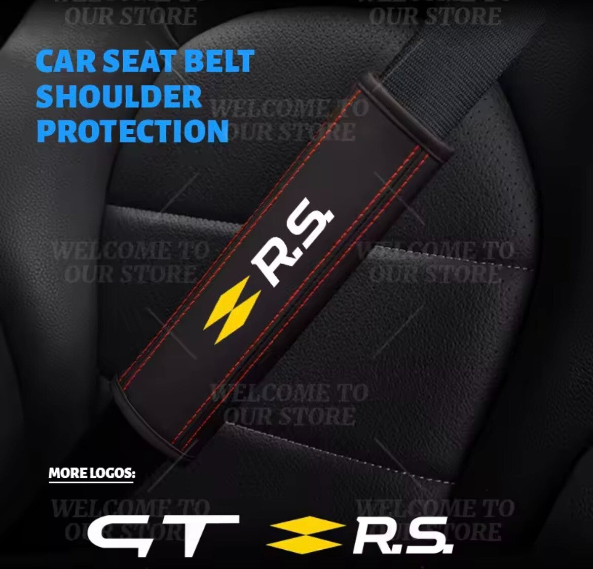Renault RS Sport PU Leather Seatbelt Shoulder Cover Pads Interior Clio Megane