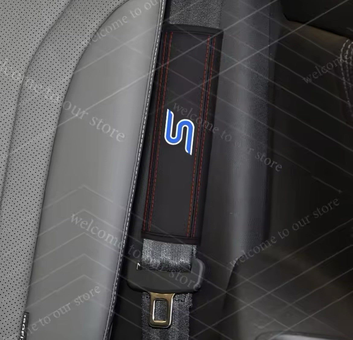 Ford Zetec S Seatbelt Cover Pad For Ford Fiesta Focus Zetec S Black & Blue 2pcs