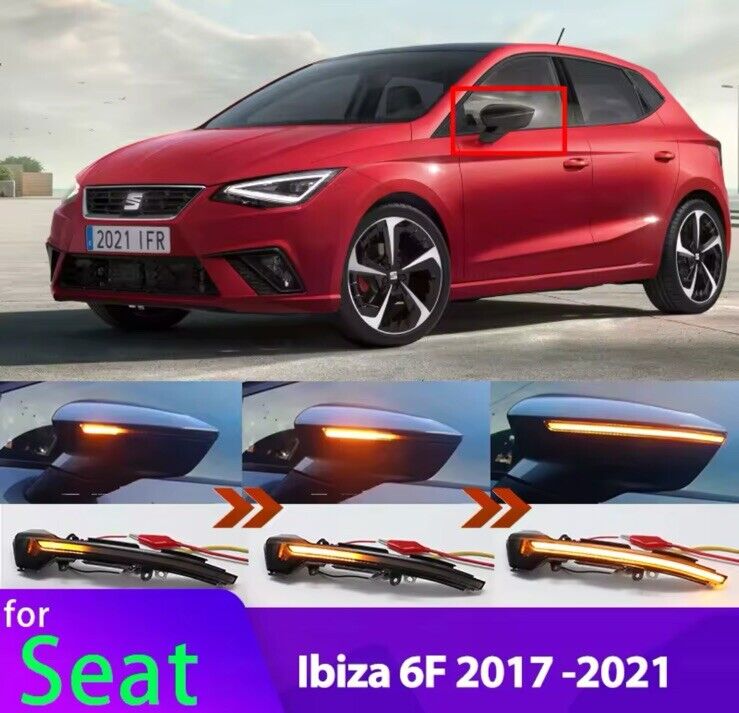 Seat Ibiza 6F 2017-2021 Dynamic Sequential Led Mirror Indicators Smoked 2pcs