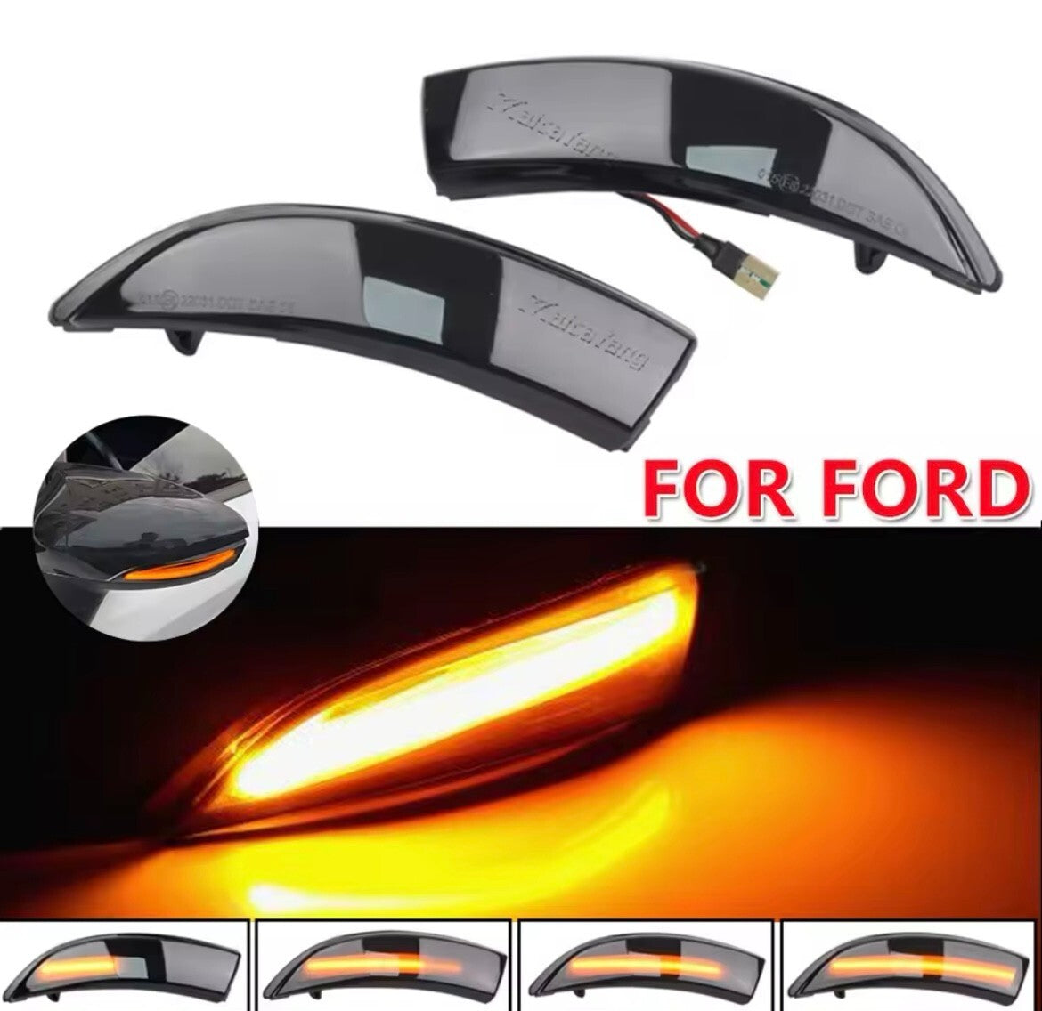 Ford Fiesta MK7 MK7.5 2008-2017 Dynamic LED Sequential Mirror Indicators Smoke