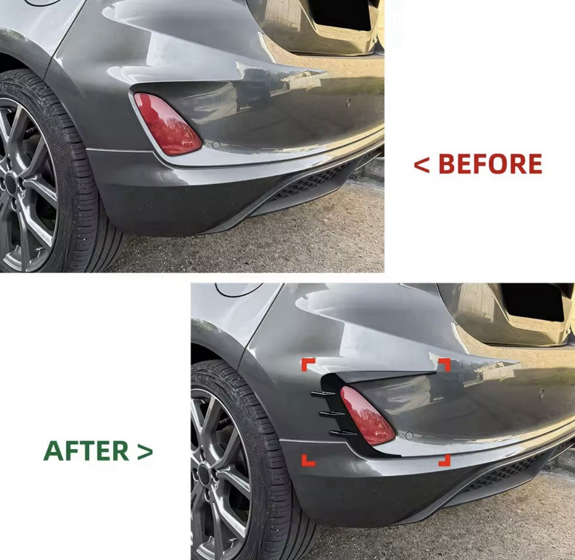 Ford Fiesta MK8 MK8.5 Gloss Black Rear Bumper Canards Reflector Surrounds 2pcs