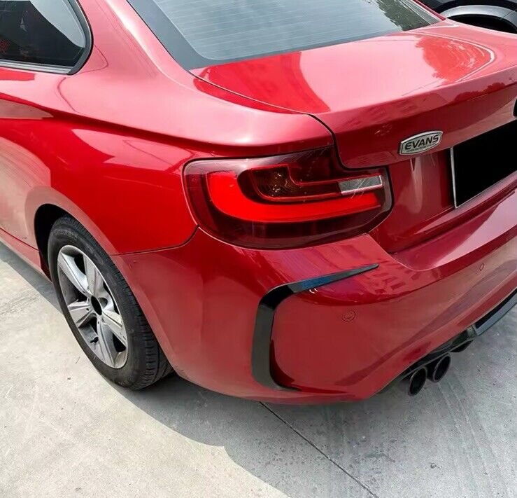 BMW M2 F87 2016-2021 Gloss Black Rear Bumper Side Vent Canards Trims 2pcs