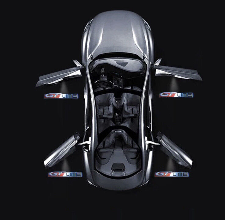 2pcs Wireless GT Line LED Laser Projector Welcome Lights For Peugeot Vehicles