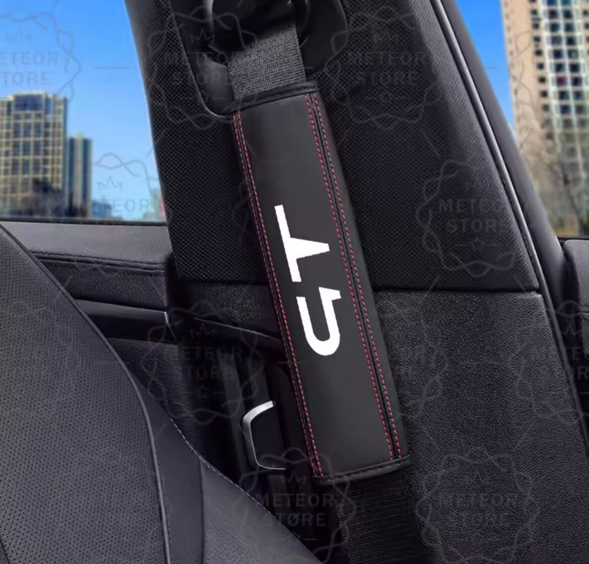 Renault GT PU Leather Seatbelt Shoulder Cover Pads Interior Clio Megane 2pcs